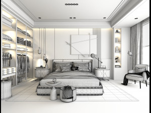 Modern Bedroom Interior Scene 10 3D Model