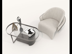 Contemporary Coffee Table and Armchair 15 Modelo 3D