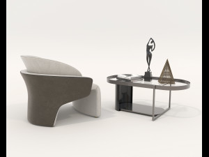 Contemporary Coffee Table and Armchair 15 Modelo 3D
