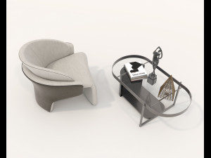 Contemporary Coffee Table and Armchair 15 Modelo 3D