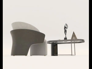 Contemporary Coffee Table and Armchair 15 3D Model