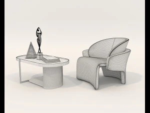 Contemporary Coffee Table and Armchair 15 3D Model