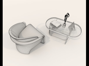 Contemporary Coffee Table and Armchair 15 Modelo 3D