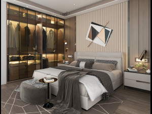 Modern Bedroom Interior Scene 11 3D Модель