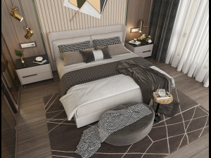 Modern Bedroom Interior Scene 11 3D Модель