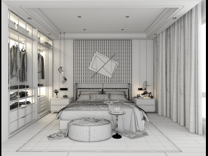 Modern Bedroom Interior Scene 11 3D Модель