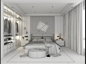Modern Bedroom Interior Scene 11 3D Model