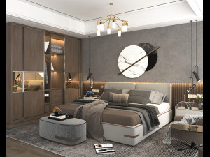 Modern Bedroom Interior Scene 12 3D Модель