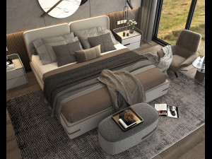 Modern Bedroom Interior Scene 12 3D Модель