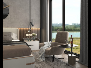 Modern Bedroom Interior Scene 12 3D Модель