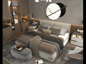 Modern Bedroom Interior Scene 12 3D Model