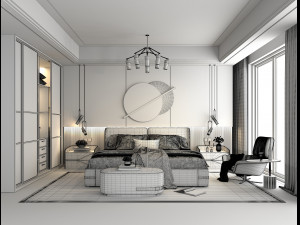 Modern Bedroom Interior Scene 12 3D Модель