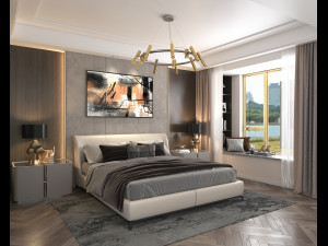 Modern Bedroom Interior Scene 13 Modèle 3D