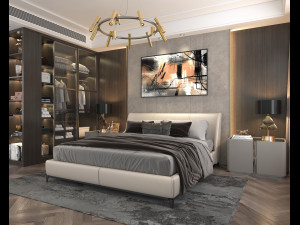 Modern Bedroom Interior Scene 13 Modèle 3D