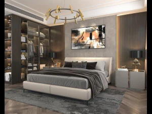 Modern Bedroom Interior Scene 13 3D Model