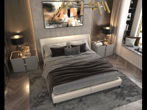 Modern Bedroom Interior Scene 13 Modèle 3D
