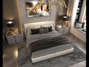 Modern Bedroom Interior Scene 13 3D Model