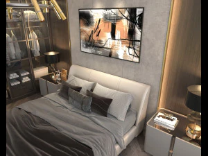 Modern Bedroom Interior Scene 13 3D Model