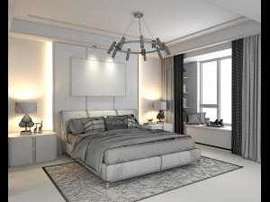 Modern Bedroom Interior Scene 13 Modèle 3D