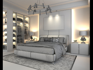 Modern Bedroom Interior Scene 13 Modèle 3D