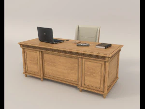Classic Working Table and Chair 4 3D Model