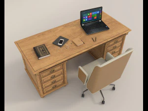 Classic Working Table and Chair 4 3D Model