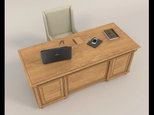 Classic Working Table and Chair 4 3D Model