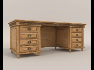 Classic Working Table and Chair 4 3D Model