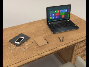 Classic Working Table and Chair 4 3D Model