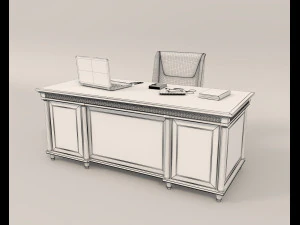 Classic Working Table and Chair 4 3D Model