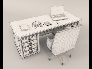 Classic Working Table and Chair 4 3Dモデル