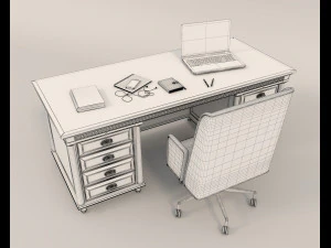 Classic Working Table and Chair 4 3D Model