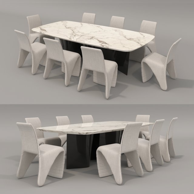Contemporary Style Dining Table and Chairs Model 3D .c4d .max .obj .3ds .fbx .stl .blend 