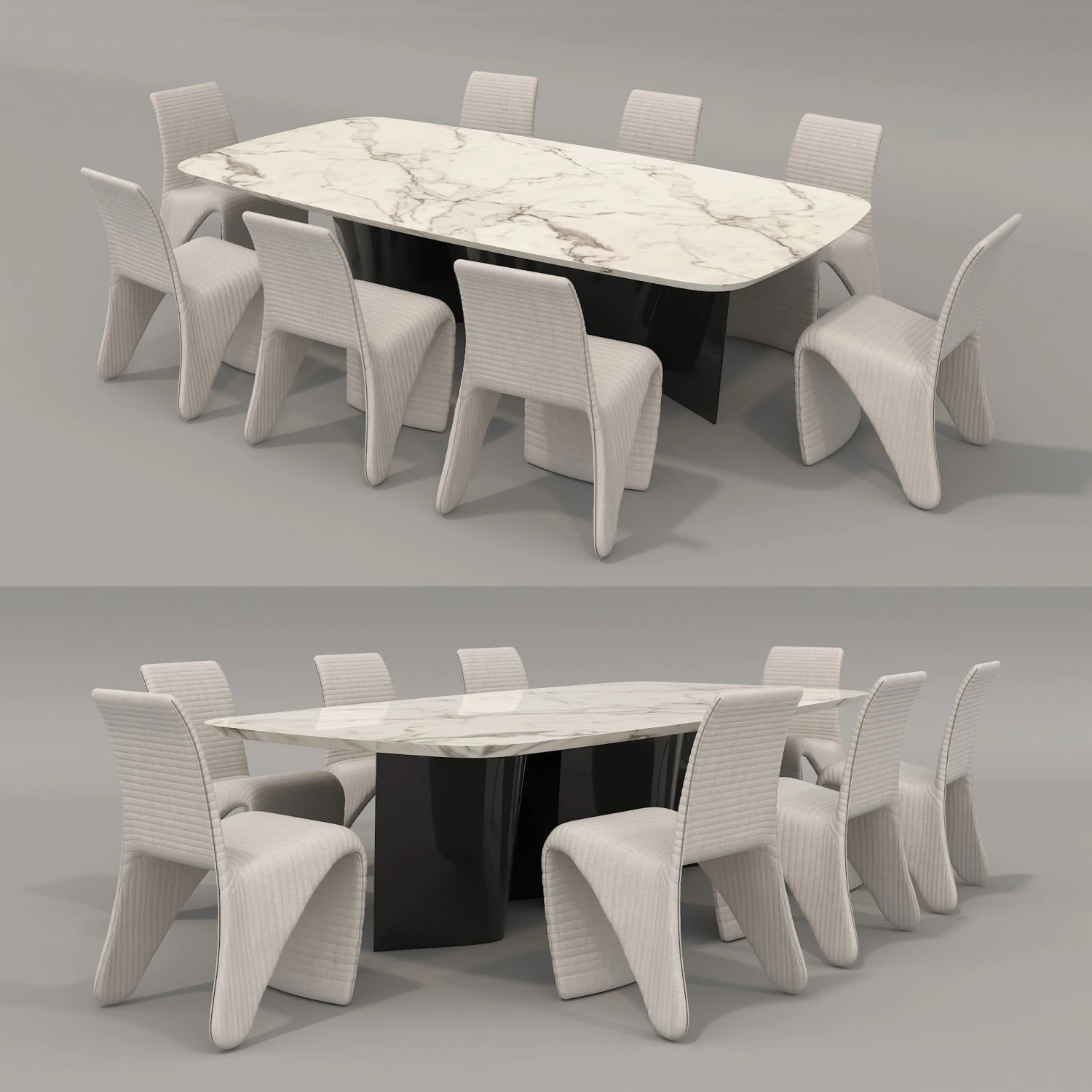 Contemporary Style Dining Table and Chairs 3D Model .c4d .max .obj .3ds .fbx .stl .blend