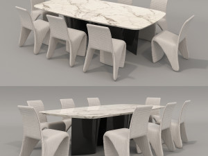 Contemporary Style Dining Table and Chairs Modelo 3D