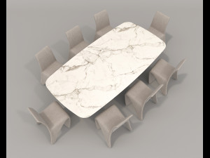 Contemporary Style Dining Table and Chairs Model 3D