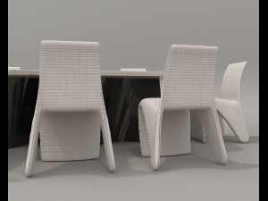 Contemporary Style Dining Table and Chairs Model 3D