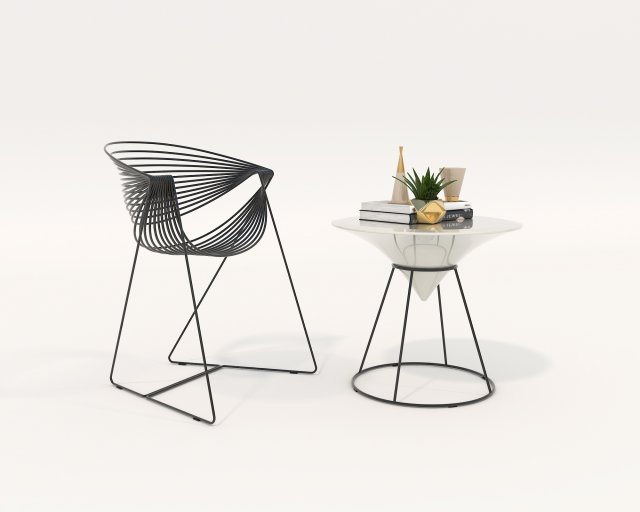 Contemporary Design Table and Chair Set 19 3D Model .c4d .max .obj .3ds .fbx .stl .blend 