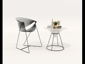 Contemporary Design Table and Chair Set 19 3D Model