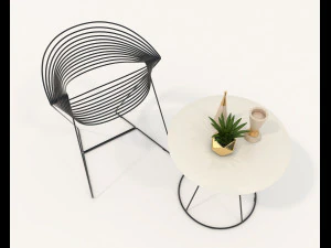 Contemporary Design Table and Chair Set 19 3D Model