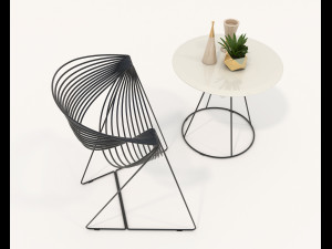 Contemporary Design Table and Chair Set 19 3D Model