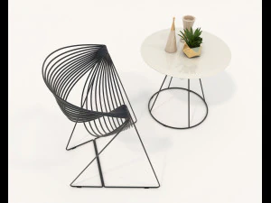 Contemporary Design Table and Chair Set 19 3D Model
