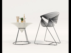 Contemporary Design Table and Chair Set 19 3D Model