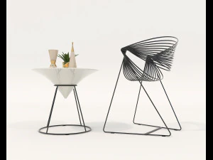 Contemporary Design Table and Chair Set 19 3D Model