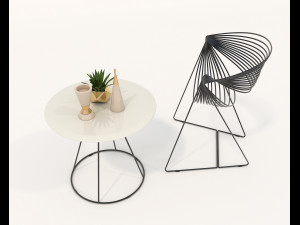 Contemporary Design Table and Chair Set 19 3D Model