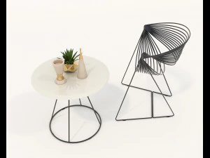 Contemporary Design Table and Chair Set 19 3D Model