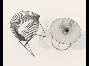 Contemporary Design Table and Chair Set 19 3D Model