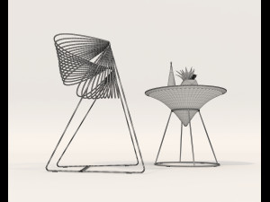 Contemporary Design Table and Chair Set 19 3D Model