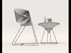 Contemporary Design Table and Chair Set 19 3D Model