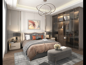 Modern Bedroom Interior Scene 14 3D Model
